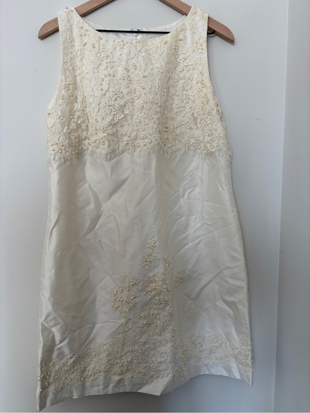 Vintage Eliza J Ivory Beaded Lace Cocktail Dress